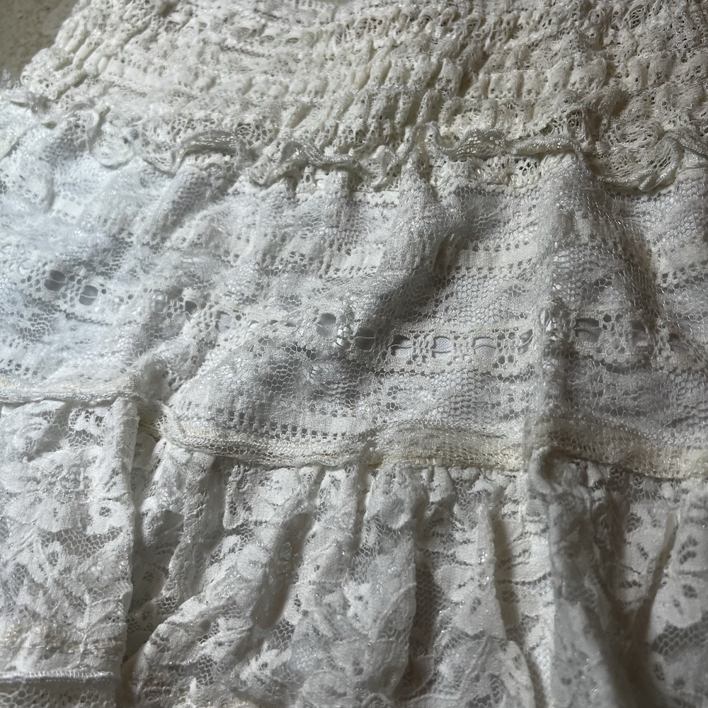 OLSENBOYE Mini Skirt‎ Junior Size 9 White Lace Tiered Layer Full Skirt Volume